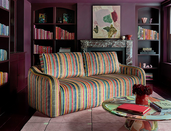 Muse 3 seater sofa in Harpers Bazaar Stripe Carnival